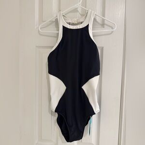 Seafolly Block Party Swimsuit, one-piece, black & white, size 8